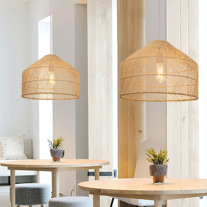 Handmade Wicker Hanging Lamp Round Ceiling Light Fixture