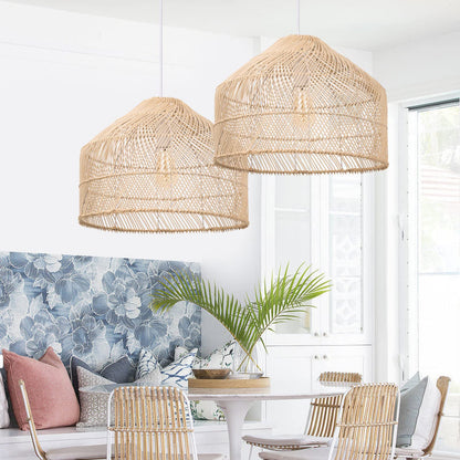 Handmade Wicker Hanging Lamp Round Ceiling Light Fixture