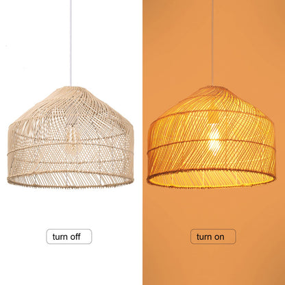 Handmade Wicker Hanging Lamp Round Ceiling Light Fixture