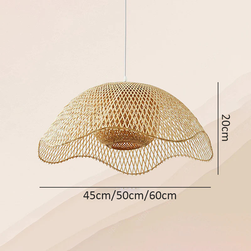Bamboo Woven Flower Hanging Lighting Wicker Pendant Light
