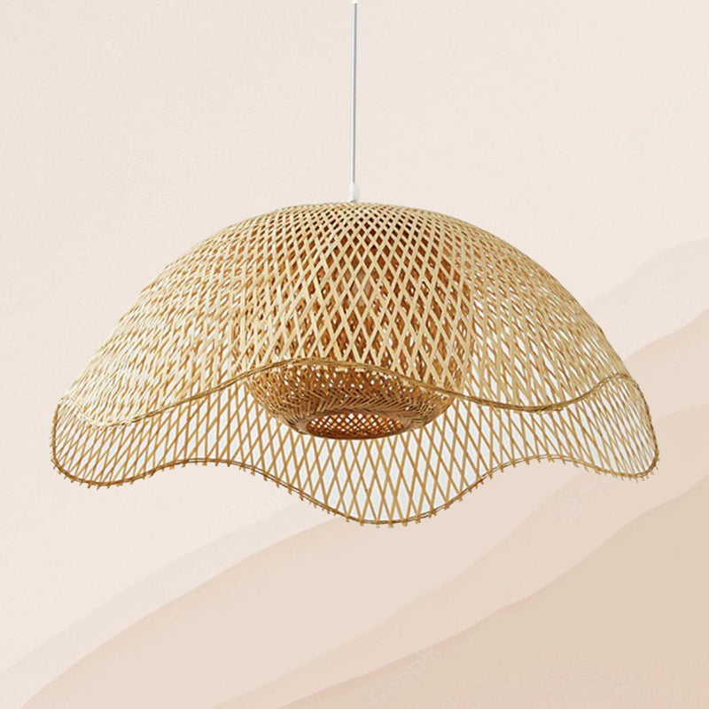 Bamboo Woven Flower Hanging Lighting Wicker Pendant Light