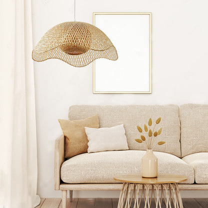 Bamboo Woven Flower Hanging Lighting Wicker Pendant Light