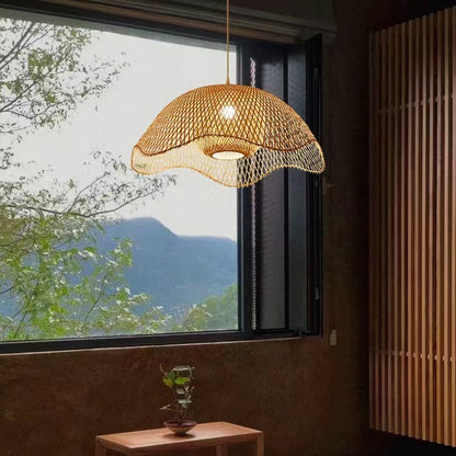 Bamboo Woven Flower Hanging Lighting Wicker Pendant Light