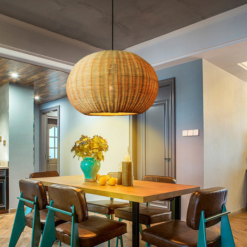 Round Wicker Rattan Basket Pendant Light