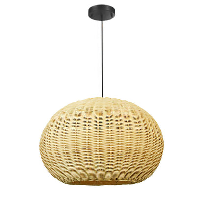 Round Wicker Rattan Basket Pendant Light