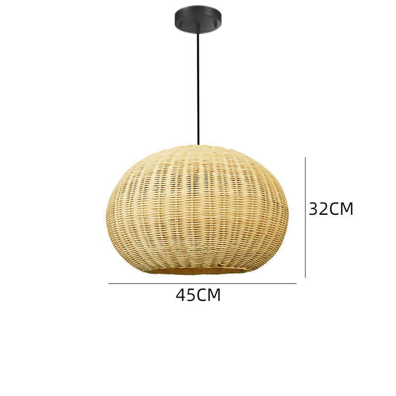 Round Wicker Rattan Basket Pendant Light