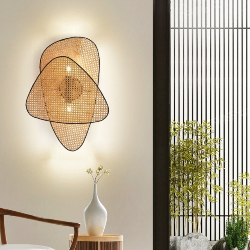 Creative Bedroom Bedside Wall Lamp Rattan Woven