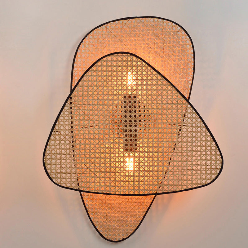 Creative Bedroom Bedside Wall Lamp Rattan Woven