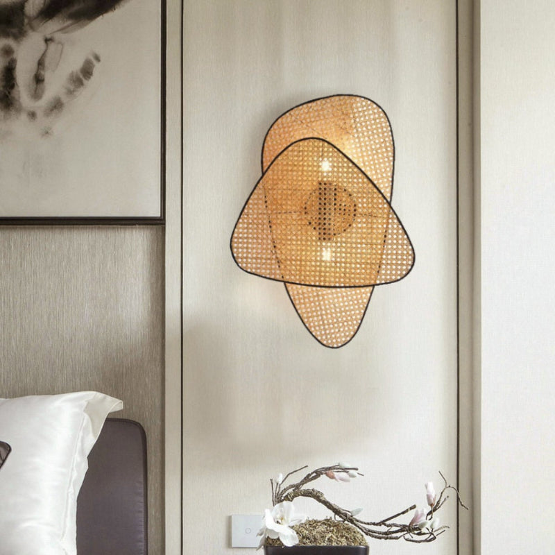 Creative Bedroom Bedside Wall Lamp Rattan Woven