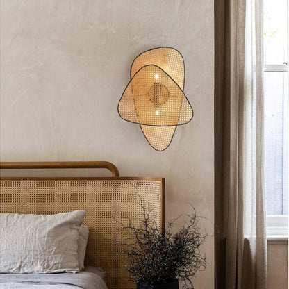 Creative Bedroom Bedside Wall Lamp Rattan Woven