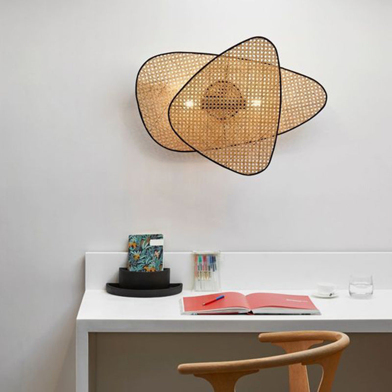 Creative Bedroom Bedside Wall Lamp Rattan Woven