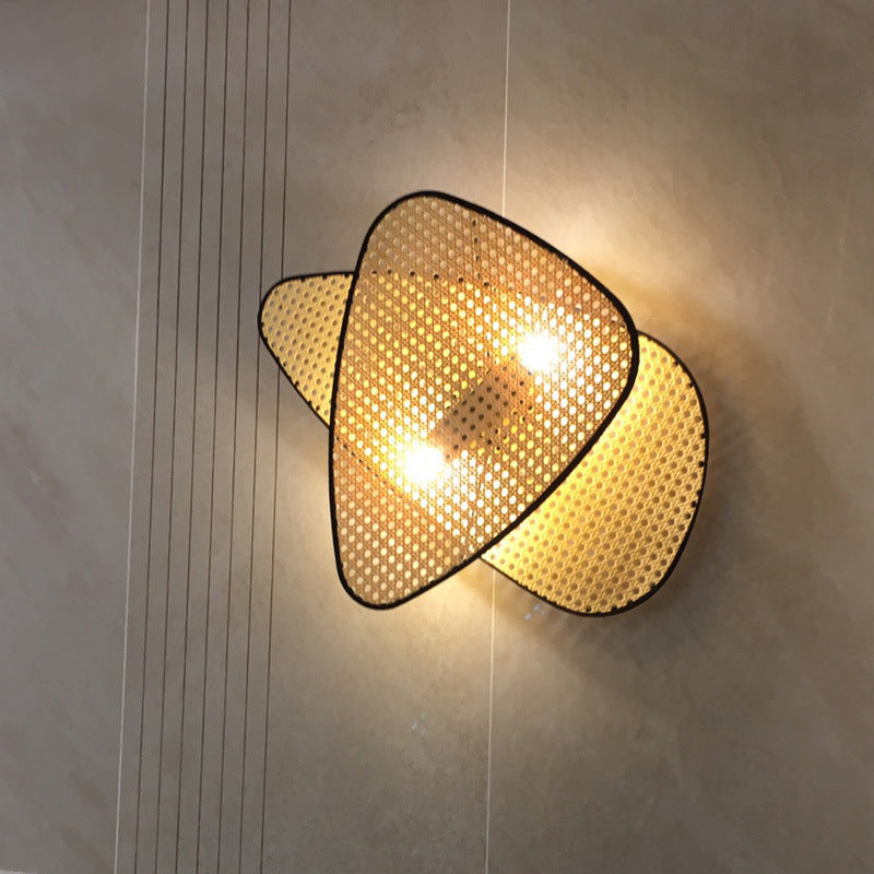 Creative Bedroom Bedside Wall Lamp Rattan Woven