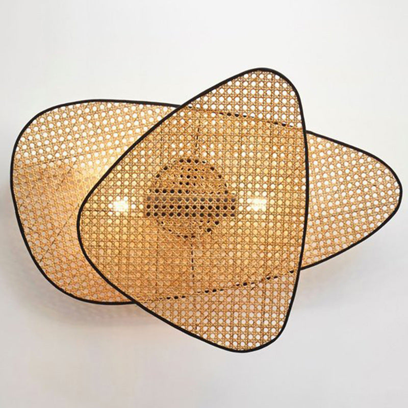 Creative Bedroom Bedside Wall Lamp Rattan Woven