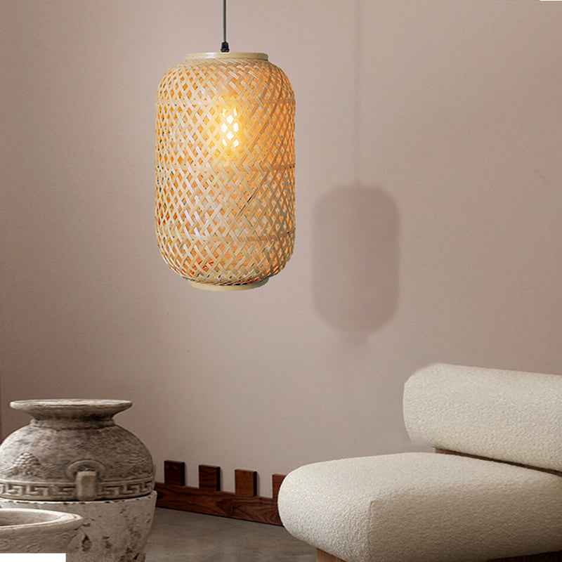Lantern Pendant Light Bamboo Lampshades For Dining Room