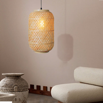 Lantern Pendant Light Bamboo Lampshades For Dining Room