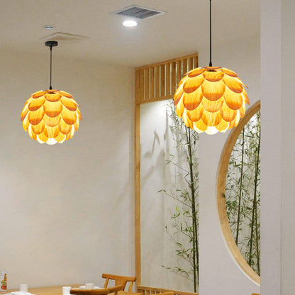 Nordic Wooden Single Globe Pendant Lights with Scale Accents