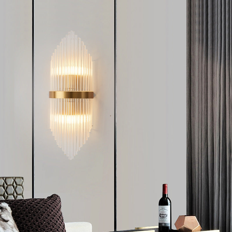 Striaged 2-Light Gold Glass Wall Sconce Metal Vanity Wall Light