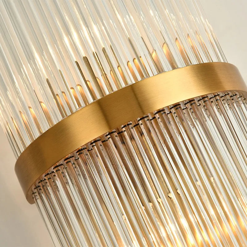 Striaged 2-Light Gold Glass Wall Sconce Metal Vanity Wall Light