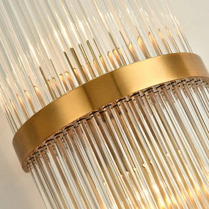 Striaged 2-Light Gold Glass Wall Sconce Metal Vanity Wall Light