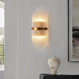 Load image into Gallery viewer, Striaged 2-Light Gold Glass Wall Sconce Metal Vanity Wall Light