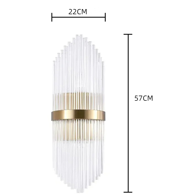 Striaged 2-Light Gold Glass Wall Sconce Metal Vanity Wall Light