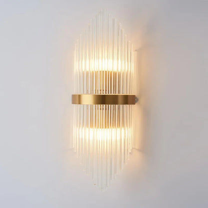 Striaged 2-Light Gold Glass Wall Sconce Metal Vanity Wall Light