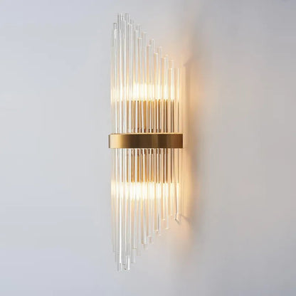 Striaged 2-Light Gold Glass Wall Sconce Metal Vanity Wall Light