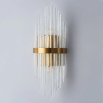 Striaged 2-Light Gold Glass Wall Sconce Metal Vanity Wall Light