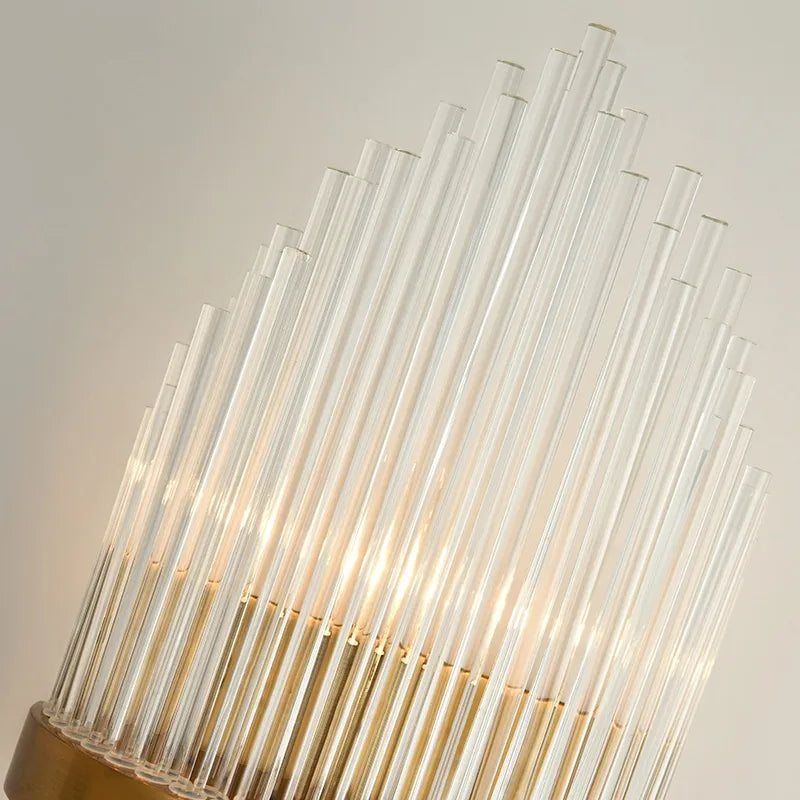 Striaged 2-Light Gold Glass Wall Sconce Metal Vanity Wall Light