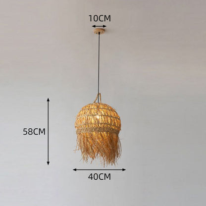 Unique Shade Bamboo Hanging Lighting Modern Style