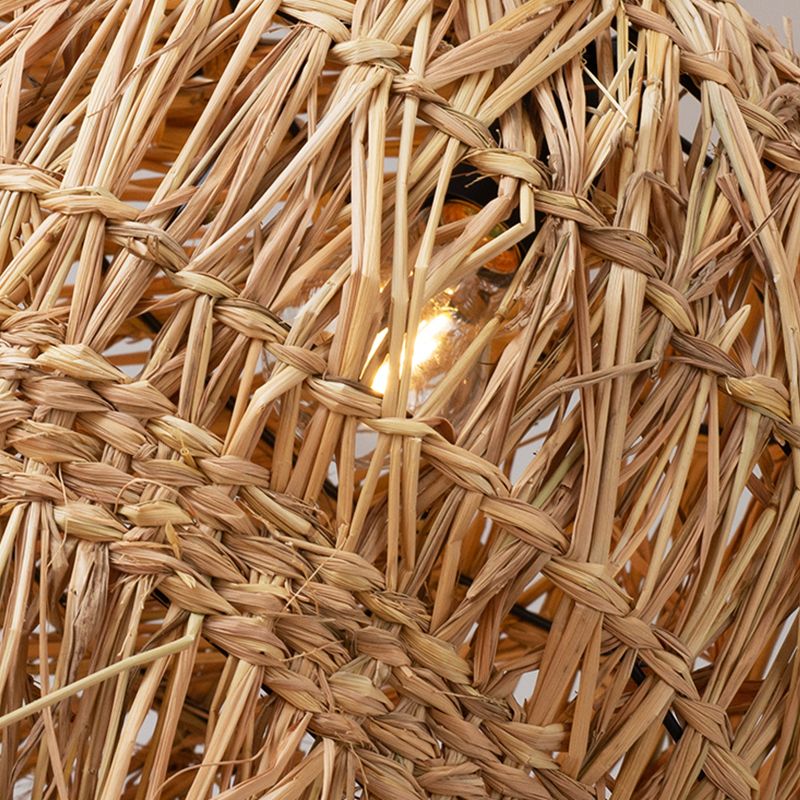 Unique Shade Bamboo Hanging Lighting Modern Style