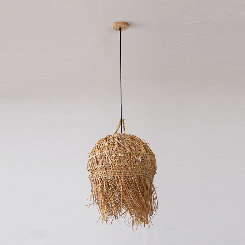 Unique Shade Bamboo Hanging Lighting Modern Style