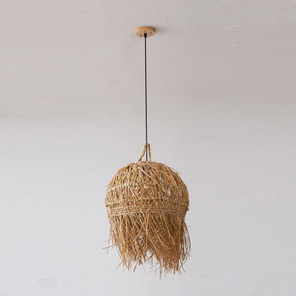 Unique Shade Bamboo Hanging Lighting Modern Style