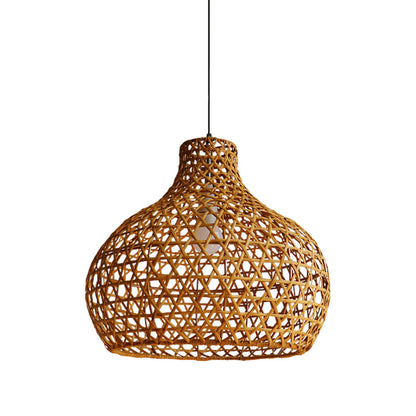 Retro Rattan Pendant Lights Woven Basket Shade