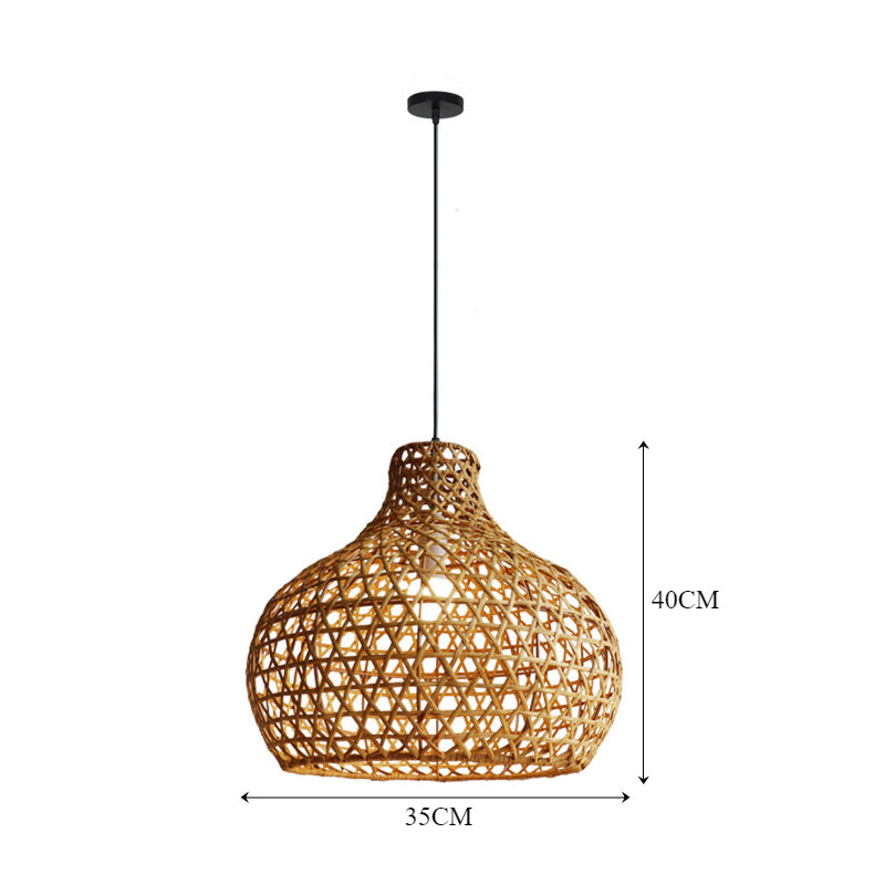 Retro Rattan Pendant Lights Woven Basket Shade