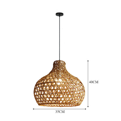 Retro Rattan Pendant Lights Woven Basket Shade