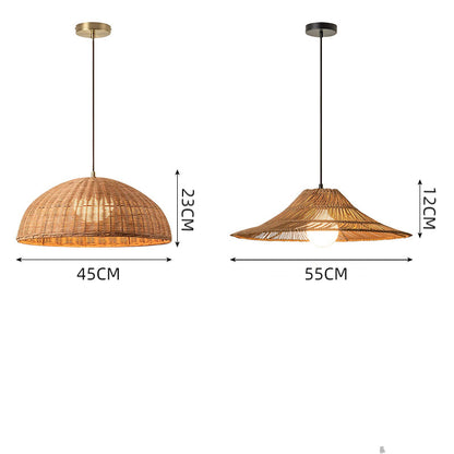 Coastal Rattan Pendant Lights Hat Shade Lamp