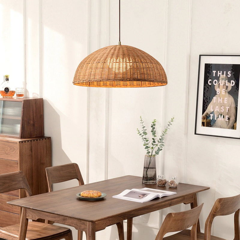 Coastal Rattan Pendant Lights Hat Shade Lamp