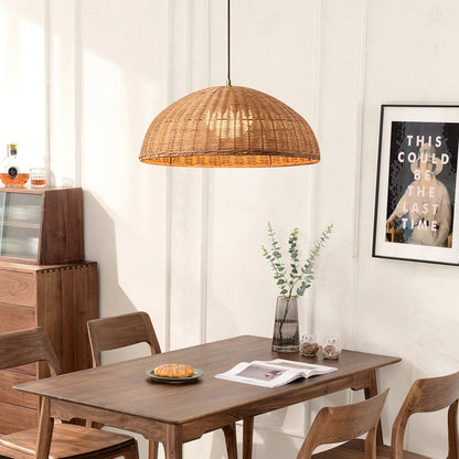 Coastal Rattan Pendant Lights Hat Shade Lamp