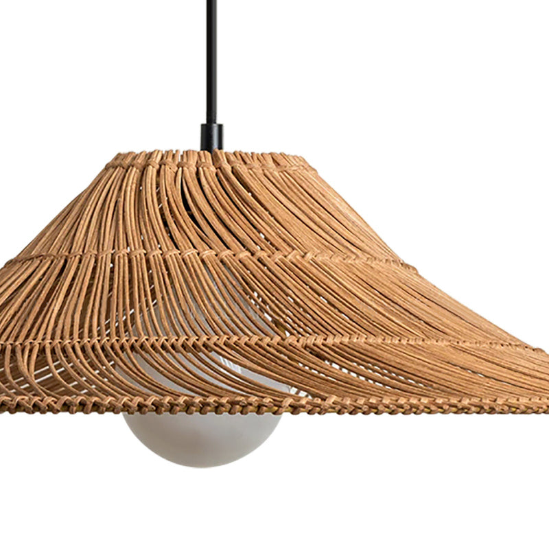 Coastal Rattan Pendant Lights Hat Shade Lamp