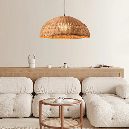 Coastal Rattan Pendant Lights Hat Shade Lamp