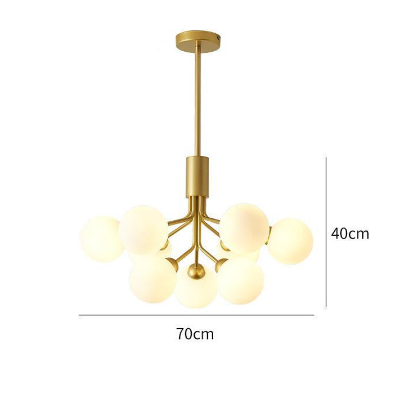 Modern Branching Globe Chandelier - Nordic Gold 18-Light Pendant