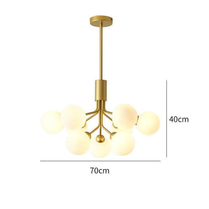 Modern Branching Globe Chandelier - Nordic Gold 18-Light Pendant
