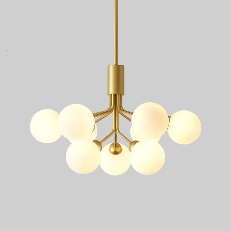Modern Branching Globe Chandelier - Nordic Gold 18-Light Pendant