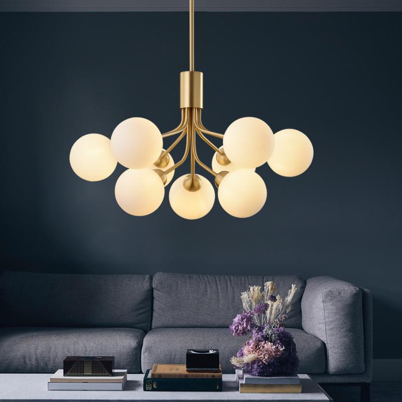 Modern Branching Globe Chandelier - Nordic Gold 18-Light Pendant