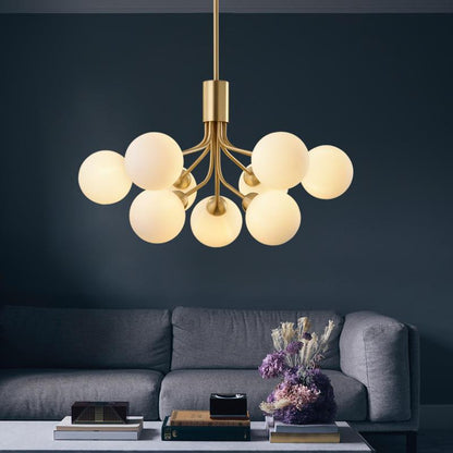 Modern Branching Globe Chandelier - Nordic Gold 18-Light Pendant