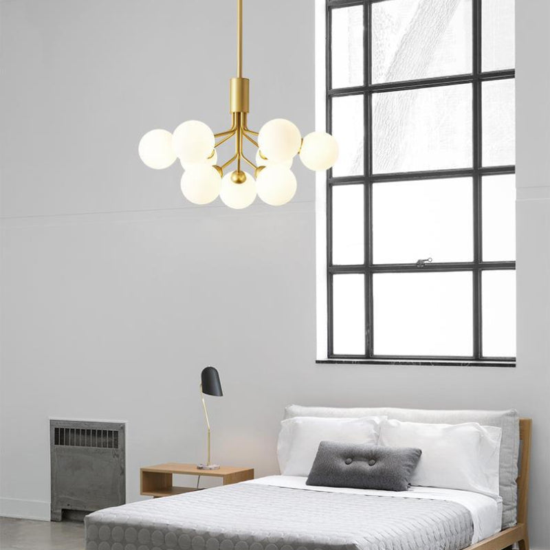 Modern Branching Globe Chandelier - Nordic Gold 18-Light Pendant