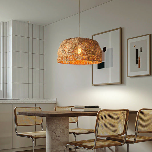 Natural Rattan Handwoven Pendant Lampshade-[Modern pendant lighting for bedroom and living space]-Demolights UK