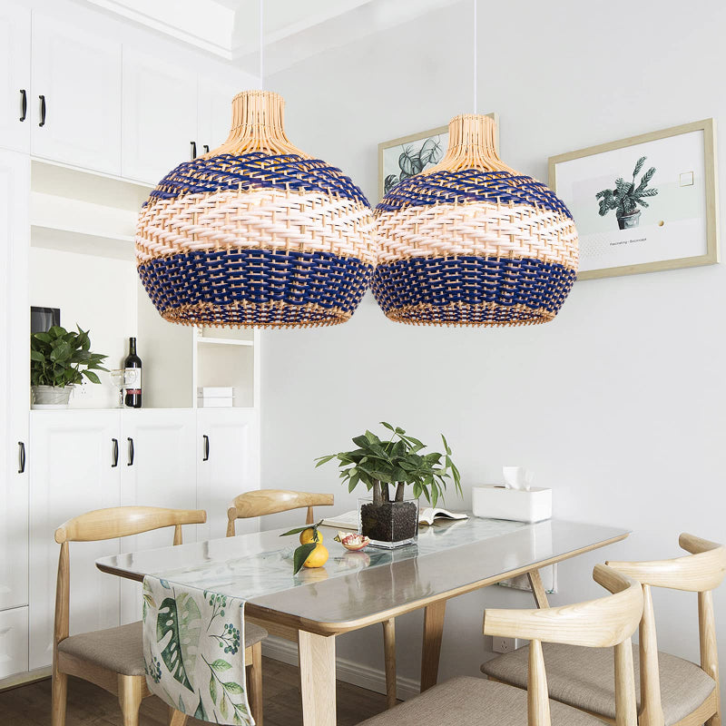 Rattan Pendant Light Hand Woven Coastal Decor-[Modern pendant lighting for bedroom and living space]-Demolights UK