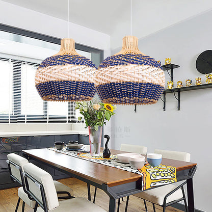 Rattan Pendant Light Hand Woven Coastal Decor